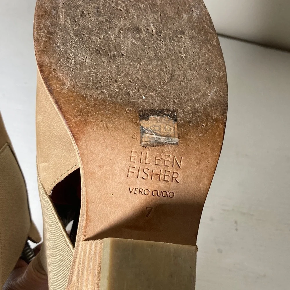 Eileen Fisher Vero Cuoio Evan Tan Soft Leather Ankle Booties Boots, Size 7 - Picture 10 of 15